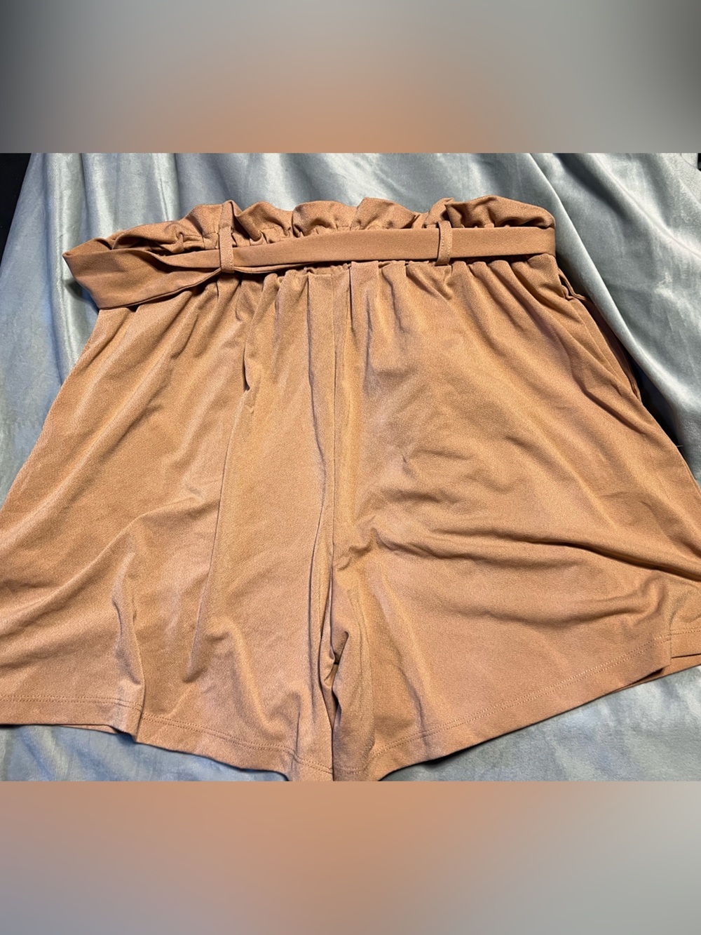 LuLaRoe High-Waist Paperbag Shorts in Tan